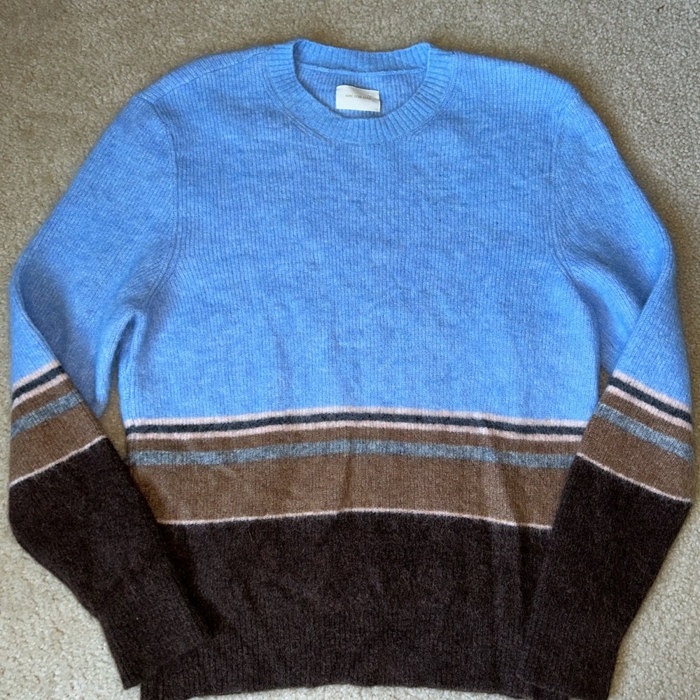Aime Leon Dore Blue and Brown Crewneck Sweater